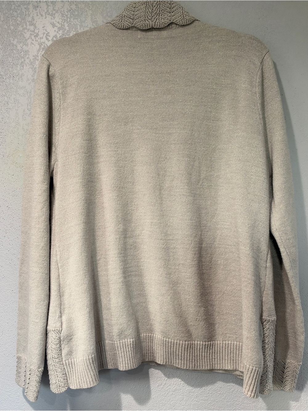 Rebecca Malone Large light gray metallic pull-over Knit Cardigan w/attached tank - Picture 2 of 11